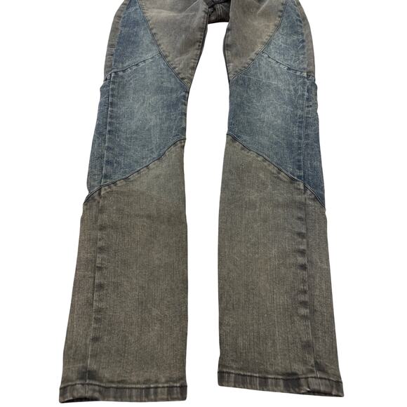 Brockenbow Magda Puzzle Skinny Medium waist cloud jeans 2 tone patch work denim - Picture 3 of 5